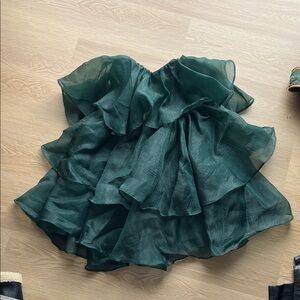 Altar’d State Green Ruffled Tiered Mini Strapless Dress